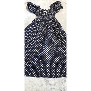 Madewell Size 2 Shibori Dot Print Smocked-Waist Midi Dress